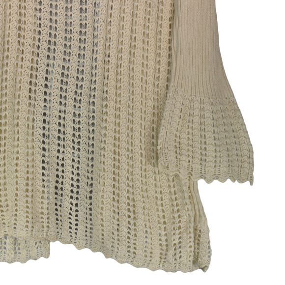 Simply Noelle Cardigan Sweater Womens Medium  Ivory Open Knit Bell Sleeves Boho - Picture 7 of 8